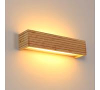Comely LED Wall Lights Indoor, 18W Wooden Wall Lamp 3000K Warm Light