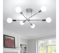 Comely Modern 6 Heads Sputnik Light, Adjustable Ceiling Lamp with E27 Base, Industrial Style Chrome Metal Chandelier Light for Living Room Bedroom Dining Room Kitchen