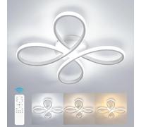 Comely Modern Dimmable LED Ceiling Light, 40W 4500LM 40cm 3000K-6500K, Modern Flower Shape Ceiling Lamp with Remote Control for Bedroom, Living Room, White