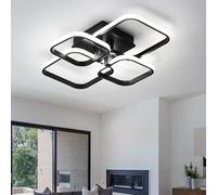 Comely Modern LED Ceiling Light, 4 Square Black LED Ceiling Lamp 60W 6750LM, Ceiling Lighting Fixtures for Living Room Bedroom Kitchen Room Corridor Office, Cool White Light 6500K
