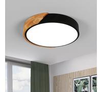 COMELY Modern LED Ceiling Light Round Wood 24W, 6500K, 30x5x30cm, Black | Size: 30 x 5 x 30 cm COMELY Multicolor 30 x 5 x 30 cm