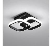 Comely Modern LED Ceiling Lights, 24W 2700LM Small Square LED Ceiling Lamp for Kitchen, Bedroom Hallway, White Light 6500K, Black, 24cm