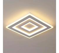 Comely Modern Square LED Ceiling Light, 52W 5850LM Acrylic Ceiling Lamp, White Ceiling Chandelier for Bedroom, Living Room Warm Light 3000K, 40cm