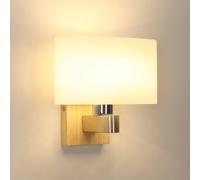COMELY Modern Wood Wall Lights Industrial Glass Lampshade, E27 Base in Walnut COMELY Walnut
