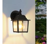Comely Outdoor Wall Lantern, Exterior Waterproof Wall Sconce Light Fixtures, Front Door Wall Lamp with Clear Glass Shade, E27 Socket Porch Lights for Entryway, Black, Length 21cm (Without Bulb)