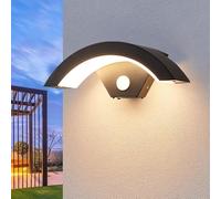 Comely Outdoor Wall Light with Motion Sensor, 24W Modern Wall Lamp IP65 Waterproof, Black Arch Design Outdoor Lights for Garden Hallway Staircase Driveway, 3000K Warm White