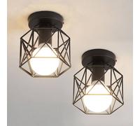 COMELY Set of 2 Industrial Metal Cage Ceiling Lights, Iron Chandelier, Black COMELY Black