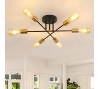 COMELY Sputnik Ceiling Light, 6 Lights E27 Vintage Black & Gold Flush Mount COMELY Multicolor