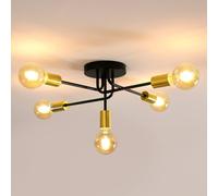 COMELY Sputnik Ceiling Lights, 5 Lights E27 Vintage Semi Flush Ceiling Lights in Black COMELY Black