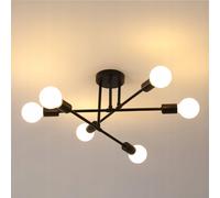 COMELY Sputnik Ceiling Lights, 6-Light Matte Black Flush Ceiling Lights, 52cm COMELY Black