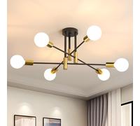 COMELY Sputnik Ceiling Lights, 6 Lights E27 Vintage Living Room Ceiling Lights in Black COMELY Black
