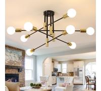 COMELY Sputnik Ceiling Lights 8 Lights, E27 Industrial Black Gold Chandelier COMELY Black