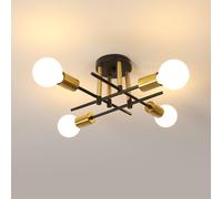 COMELY Sputnik Chandelier, 4-Lights Ceiling Lamp Semi-Flush Mount, E27, Gold in Black COMELY Black