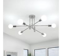 Comely Sputnik Industrial Chandelier, 6 Lights Vintage E27 Ceiling Light, DIY Chrome Metal Ceiling Lamp for Living Room, Bedroom, Kitchen, Dining Room, Diameter 72 cm