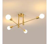 Comely Sputnik Vintage Chandelier, E27 4 Lights Industrial Metal Ceiling Light Chandelier Ceiling Light Golden for Living Room, Bedroom, Kitchen, Diameter 72 cm (No Bulb)