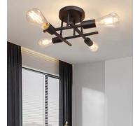 COMELY Vintage Semi Flush Mount 4 Light Ceiling Lights, Industrial Chandelier in Black COMELY Black