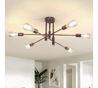 Comely Vintage Sputnik Chandelier Ceiling Light, 6 Lights Semi Flush Mount Ceiling Lamp, E27 Ceiling Lighting for Living Room Bedroom Dining Room Hallway, Bronze