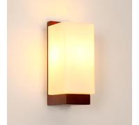 Comely Wall Light Indoor, Vintage Wood Wall Lamp E27, Creative Glass Lampshade Wall Lighting for Living Room Corridor Stairs, Brown
