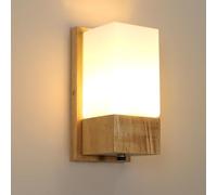 Comely Wall Lights Indoor, E27 Wooden Wall Lamp, Wooden+Glass 23CM
