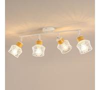 COMELY White Wooden Ceiling Lights E27 4-Arm LED 350° Swivel Spotlight COMELY White