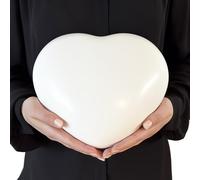 Comemori Large heart shaped pet urn for dogs & cats up to 44 lbs, 20 kg, base included, White