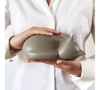 Comemori Sleeping Cat Funeral Urn, Light Taupe (Beige, Sandy)