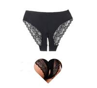 comendear Sexy Knickers for Women Plus Size Seamless Thongs Open Panties | Cut-Out Design, Lace Patchwork, No VPL Underwear, Stretchy & Soft Fabric, for Date Night Honeymoon UK Size 10-18