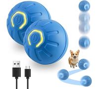 comenem Dog Toy Ball, 2026 New Interactive Dog Ball with Led Light, Automatic Moving Dog Toy Rechargeable Funny Pet Toys for Boredom Puppy Cat Kitten Indoor Outdoor Pet Bouncing Balls (Blue 2Pcs)