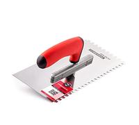 COMENSAL Notched Tiling Trowel 0.25"- Plastering Notched Trowel - Stainless Steel - Non-Slip Soft Grip - Made in EU - 6x6 mm
