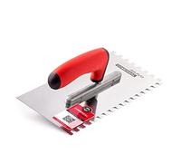 COMENSAL Notched Tiling Trowel 0.3"- Plastering Notched Trowel - Stainless Steel - Non-Slip Soft Grip - Made in EU - 8x8 mm