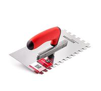 COMENSAL Notched Tiling Trowel 0.4"- Plastering Notched Trowel - Stainless Steel - Non-Slip Soft Grip - Made in EU - 10x10 mm