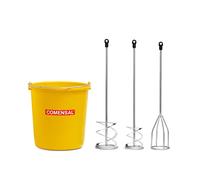 COMENSAL® Paddle Mixer SDS Set - Spiral Stirrer 100, 120 mm - Plaster Mixer 100 mm - Mortar Stirrer - Standard Drills - Sperbucket 17l - Made in EU