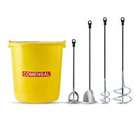 COMENSAL® Paddle Mixer Set - 2X 60, 80, 100 mm - for Paints - Varnishes -Thin Liquid Adhesives - Agitator - Superbucket 14l - Made in EU
