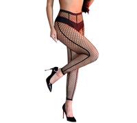 comeondear Footless Fishnet Tights Womens Plus Size Sexy Striped Pantyhose Goth Tights Stretchy Mesh Stockings Punk Lingerie Leggings Festival Outfits Halloween Clubwear L XL 2XL, Black