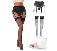 comeondear Footless Fishnet Tights Womens Plus Size Sexy Striped Pantyhose Goth Tights Stretchy Mesh Stockings Punk Lingerie Leggings Festival Outfits Halloween Clubwear 3XL 4XL 5XL, Black