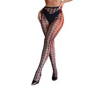 comeondear Houndstooth Fishnet Tights Womens Plus Size L-2XL, Tartan Patterned Goth Tights Stretchy Funky Pantyhose Lace Fish Net Stockings Leggings for Everyday Wear Rave Outfit Black