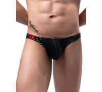 comeondear Jock Straps for Men Sports Mesh Thongs Mens Sexy Underwear Low Rise G-String U-Convex Pouch Panties Stretchy Knickers Breathable Soft Black L