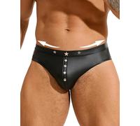 comeondear Mens Sexy Underwear Punk Briefs Low Rise Shiny Underpants Plus Size Lingerie for Men Sexy Sissy Outfits Clubwear Black S-XXL