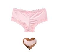 comeondear Plus Size Knickers for Women, Cooling Silk-like Panties with Lace Trim, Soft & Comfortable Cotton Crotch Underwear Stretchy Ladies Hipster Briefs for Everyday Wear UK 16-18, Pink