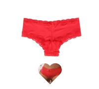 comeondear Plus Size Knickers for Women, Cooling Silk-like Panties with Lace Trim, Soft & Comfortable Cotton Crotch Underwear Stretchy Ladies Hipster Briefs for Everyday Wear UK 12-14, Red