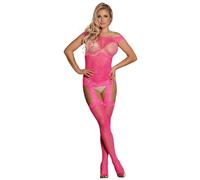 comeondear Sexy Fishnet Body Stockings Lingerie for Women Sets, Plus Size Lace Mesh Bodysuit Suspender Bodystockings Full Body Leopard One Piece Catsuit Nightwear Pink, L XL 2XL