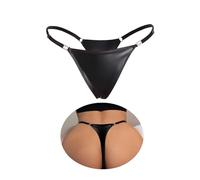 comeondear Sexy Micro Thongs for Women Adjustable Low Rise G-Strings Plus Size Silk Underwear Cheeky Tanga Briefs Ladies Panties Hipster Bikini UK 18 Black