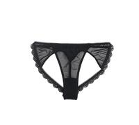 comeondear Sexy Thongs for Women Hollow out Back Mesh G String Lace Trim Panties Low Rise Ladies Knickers Hot Underwear for Date Night Black UK Size 12