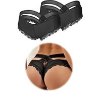 comeondear Sexy Thongs for Women Plus Size Multipack Hollow Out Ladies Panties Comfort Brazilian Knickers Lace Hipster Low Waisted Maxi Briefs Smooth Underwear 2 Pack UK 20 22, Black