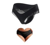 comeondear Smooth Women's Knickers Ladies Sexy Mesh Panties Striped Underwear Stretchy Full Briefs with Cotton Crotch Brazilian Bikini Thongs Hipster Black,Size 14