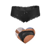comeondear Women‘s Brazilian Knickers Sexy Panties with Cotton Crotch, French Lace Smooth Underwear Low Waist Stretchy Ladies Bikini Full Briefs Size 8-10, Black