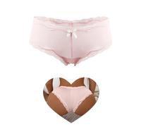 comeondear Women‘s Knickers Sexy Satin Panties with Cotton Crotch, French Lace Smooth Underwear Low Waist Stretchy Ladies Bikini Briefs Size 8-10, Pink
