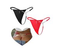 comeondear Women's G-strings Micro Thongs Sexy Shiny Crystal Chain Thongs Plus Size Underwear Stretchy Mesh Panties T-back Tangas Briefs 2Pack UK 20 22