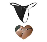 comeondear Women's G-strings Thongs Plus Size Shiny Crystal Chain Micro Thongs Ladies Stretchy Underwear Sexy Mesh Panties T-back Tangas Briefs Black UK 8 10