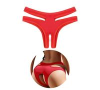 comeondear Women's Knickers Hollow Out Cheeky Underwear Breathable Low Waist Bikini Briefs Sexy Panties Plus Size Knickers Size 12 Red